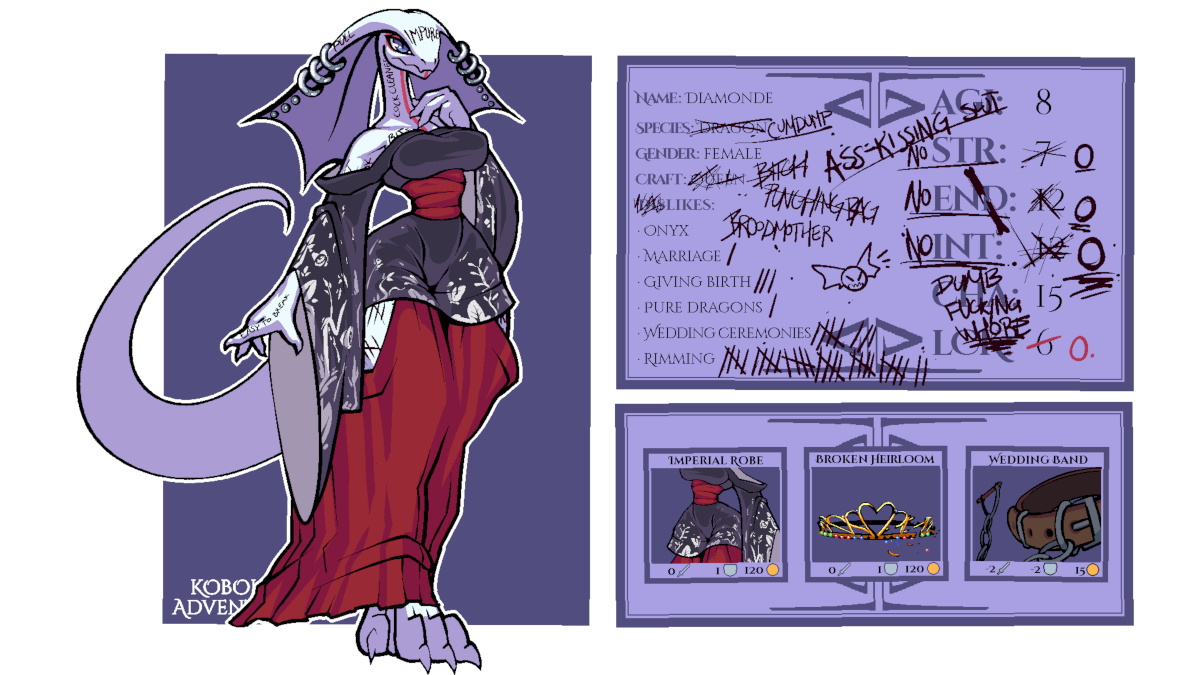 Diamonde's character sheet (slightly less lewd)