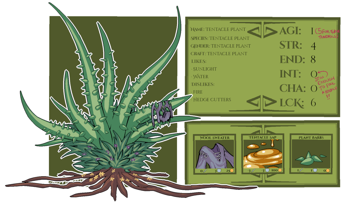 Tentacle plant's character sheet